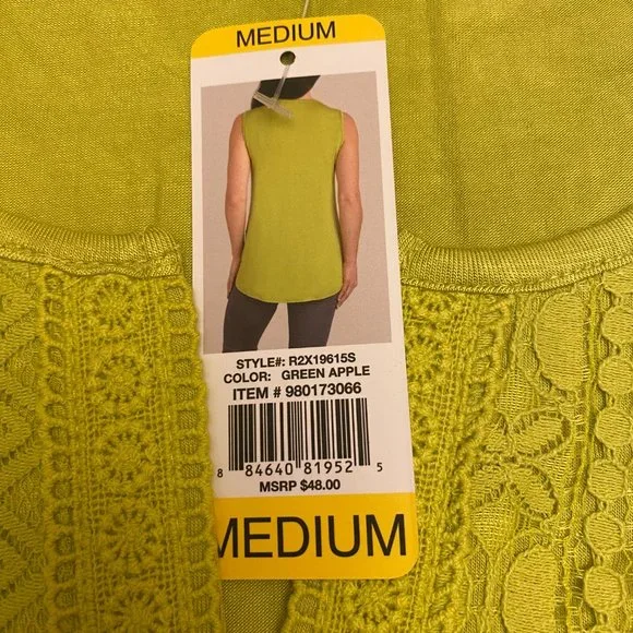 RXB Women's Green Apple Sleeveless Tank Top - Size Medium - NWT - Picture 2 of 2